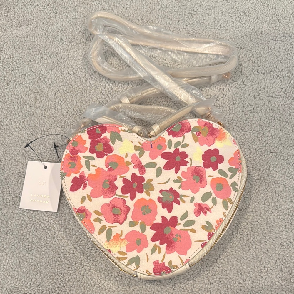 Lauren Conrad Floral Heart-Shaped Crossbody Bag